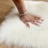 40X40CM Washable Faux Sheepskin Chair Cover Warm Hairy Wool Carpet Seat Pad Fluffy Area Rug  Light blue