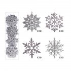 40pcs Craft Snowflakes Christmas Ornaments 4-types Glitter Snow Flakes Winter Christmas Tree Pendant (10 X 10cm) Silver