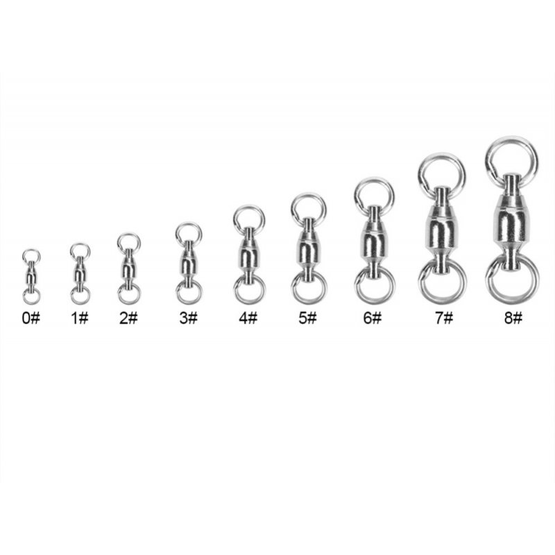 40pcs Stainless Steel Fishing Swivel Snap Connectors Fishing Rolling Swivel Bearing Solid Rings Fishing Accessories Stainless steel_# 7
