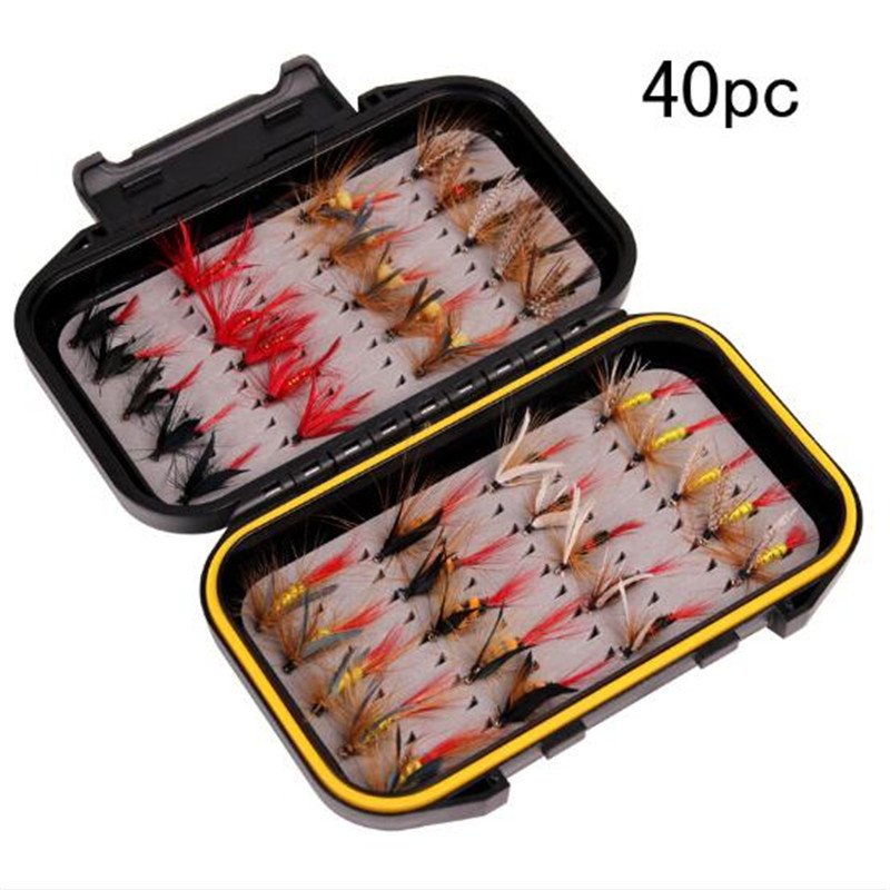 Wholesale 40pcs/set Dry Flies Fly Fishing Baits Kit Bass Salmon Trouts