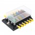 41pcs Pc pbt 12 way Fuse  Holder With Short Circuit Indicator Light   12 Fuses   20 Yellow Cold pressed Ring Terminal Sets black