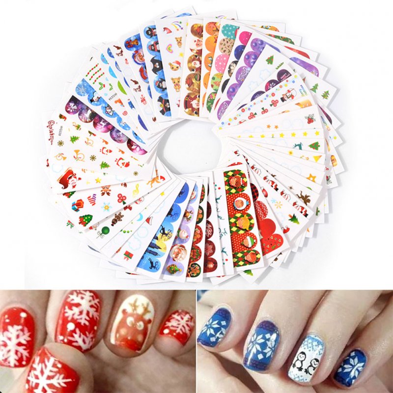 45 Pcs/set Christmas Water Transfer Nail Sticker Decals Manicure DIY Nail Art Stickers