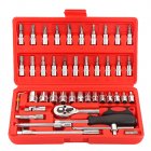 46 Pieces 1/4 inch Drive Socket Ratchet Wrench Bit Bits Included Sliding Bar Extension Bar 1/4