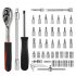 46 Pieces 1 4   Drive Socket Ratchet Wrench Bit Bits Included Sliding Bar Extension Bar 1 4 Quick Ratchet Handle Green