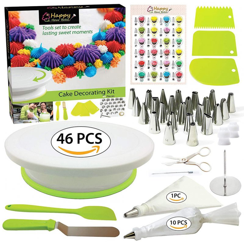 46Pcs/Pack Cake Decorating Kit Cake Turntable Set Plastic Baking Tool Cake DIY 46pcs/set
