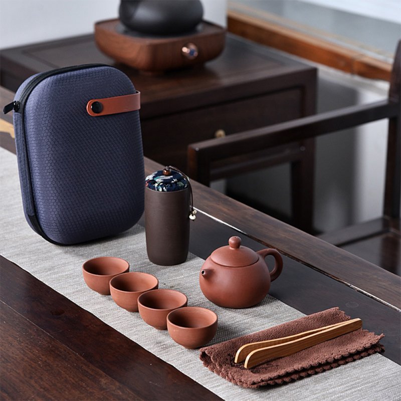 Porcelain Teapot & Teacups Set Travel Portable Ceramic Outdoor Set Gift Set 
