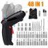 48 In 1 Cordless Electric Screwdriver Rechargeable Ergonomically Handle Drill Driver Power Tool Bit With Led Light As shown