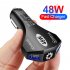 48w Dual Qc3 0 2USB Car Charger 1 to 2 Constant Temperature Fast Charging Adapter Compatible For Ios Android Phone black
