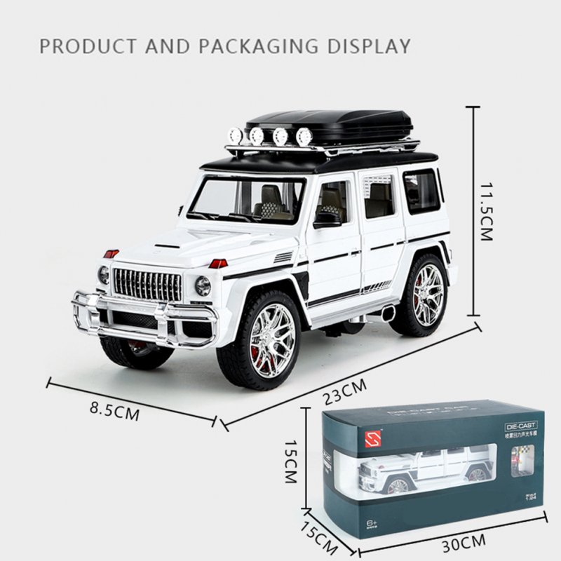 1/24 G65 Die-Cast Alloy Pull Back Car Simulation Off-Road Vehicle with Sound Light for Home Decoration 