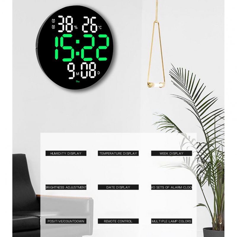 10-inch Led Digital Alarm Clock 2-color Creative Large Screen Electronic Clock Green and White