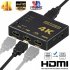 4K 2K HDMI Splitter 3 in 1 High Definiton Video Adapter 3 Input 1 Output Converter black