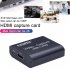 4K Graphics Capture Card HDMI To USB 3 0 Video Recorder Box For Video Recording black