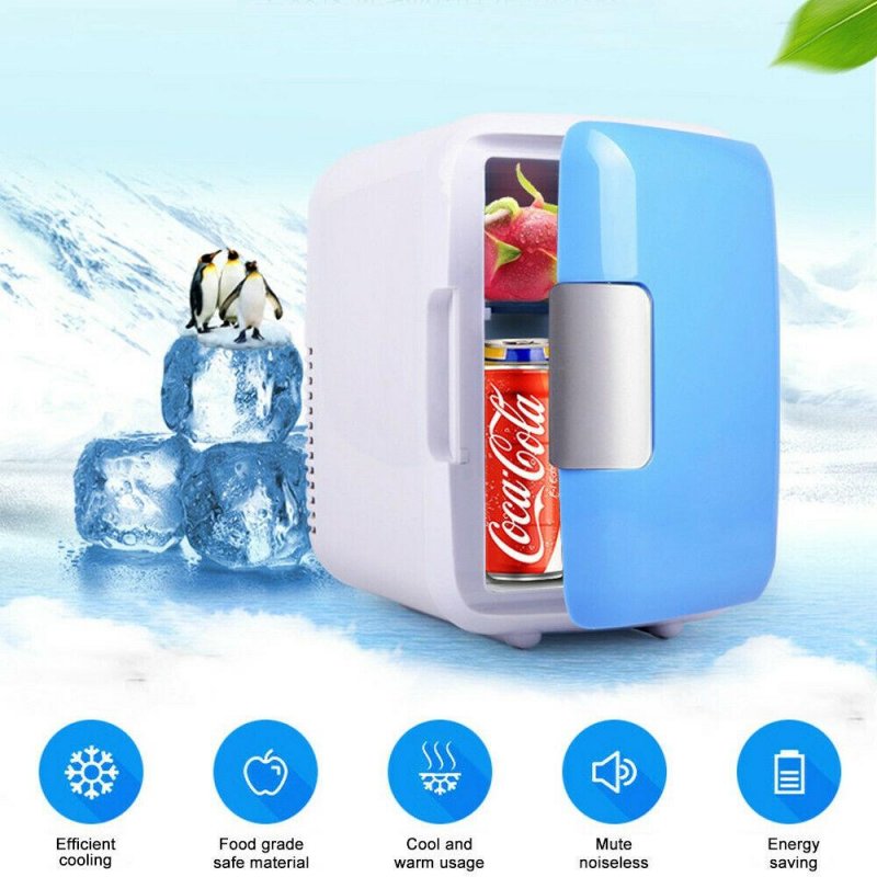 4L Car Refrigerator Automoble Mini Fridge Refrigerators Freezer Cooling Box frigobar Food Fruit Storage Fridge Compressor blue_Car