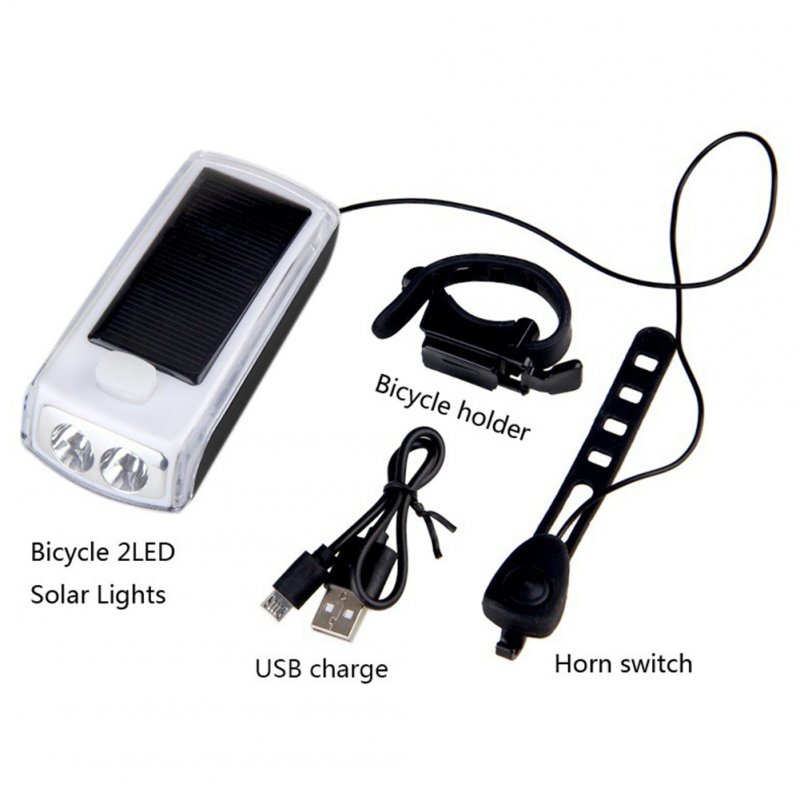 4LED Bike Cycling Front Light Solar Power USB Charging Lamp Rechargeable Horns Cycle Headlight Speaker Bicycle Light 4LED headlights with speakers