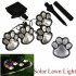 4LEDs Solar Powered Bear Paw Lights Garden Outdoors Path Walkway Lawn Decoration