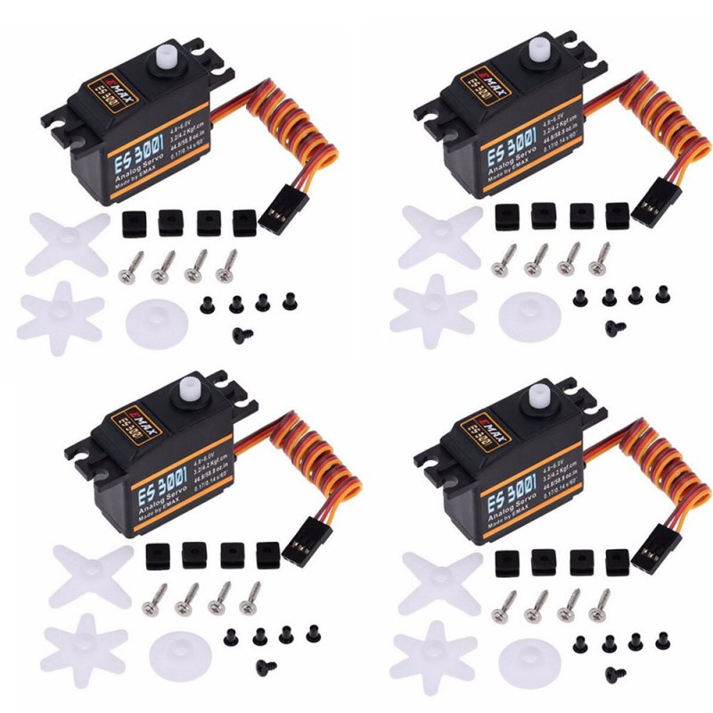 4PCS EMAX ES3001 Standard 43g Servo For RC Helicopter Boat Airplane black