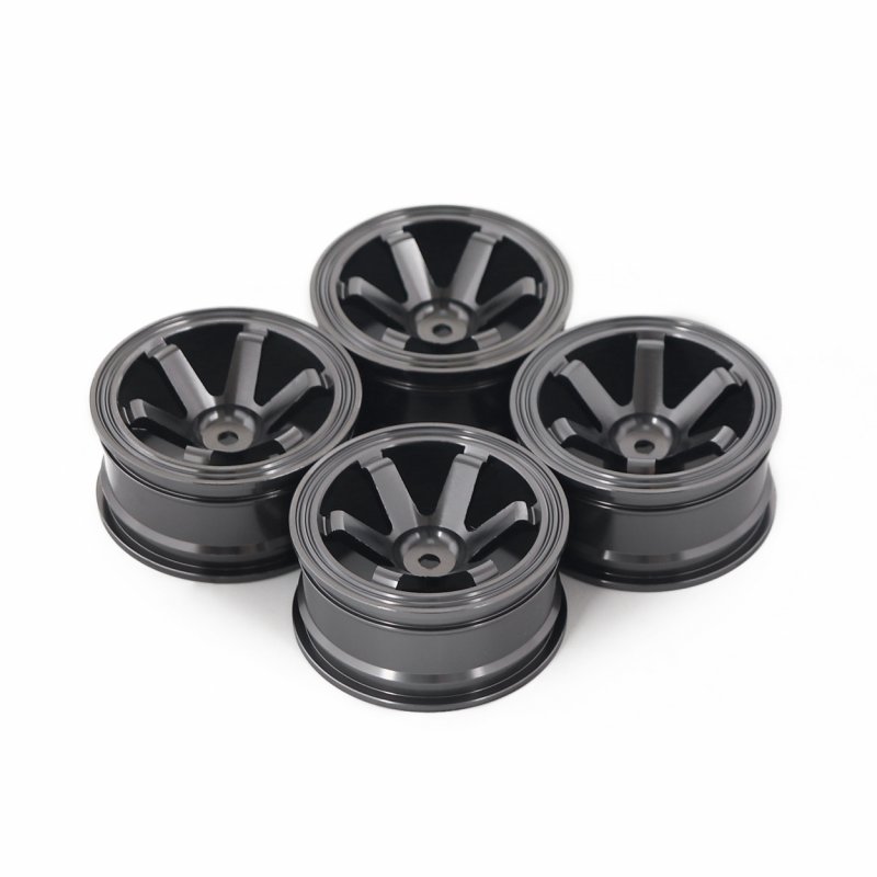 4PCS Metal Wheel Rim 1.9 Inch BEADLOCK for 1/10 RC Rock Crawler Axial SCX10 90046 AX103007 TAMIYA CC01 D90 TF2 Traxxas TRX-4 Six-spoke black