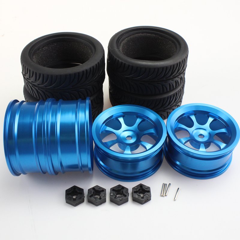 4PCS Rim and Tires with Adapter for WLtoys 1/14 144001 RC Car Parts Aluminium Alloy Wheels Upgrade Parts 4PCS