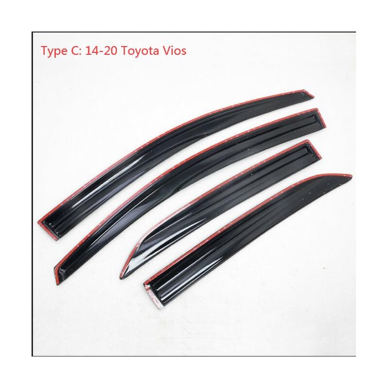 4PCS  Sun Rain Visor Window Shield Deflector For Toyota Vios Sedan Models 14-20
