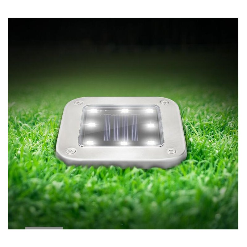 4Pcs 8LEDs Solar Powered Buried Light Underground Lamp for Outdoor Path Way Patio Garden Yard white light