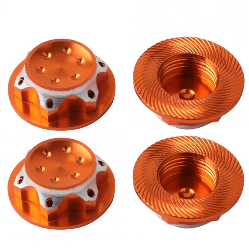 4Pcs Aluminium Alloy Wheel Hub Cover Antidust Cover CNC17mm HEX Nut Adapter for Losi Team C HSP Redcat Traxxas 1/8 RC Car Gold