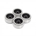 4Pcs Aluminum Alloy 1.9  Wheels Rims for 1/10 RC Crawler Axial SCX10 SCX10 II 90046 Traxxas TRX4 D90 Silver + black
