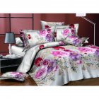 4Pcs/Set 3D Flower Series Printing Bed Sheet Pillow Cover Quilt Cover for Home Decor