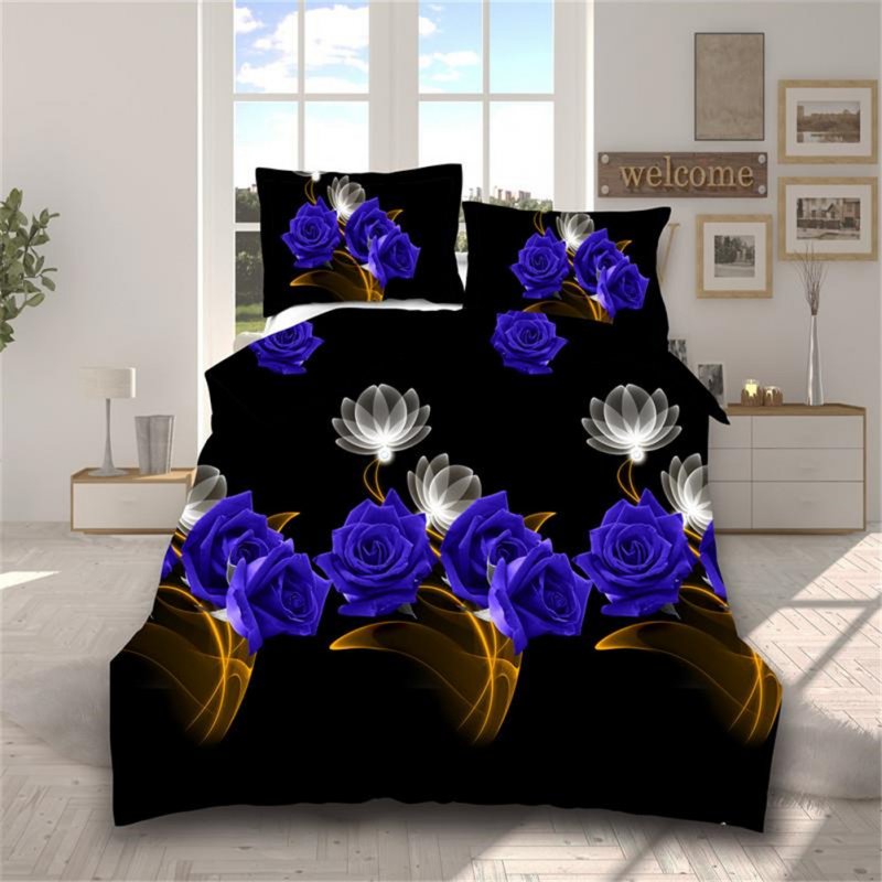4Pcs/Set 3D Printed Duvet Cover Bed Sheet Pillowcase Set for Home Bedroom 2*2.3m