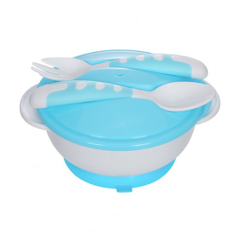 4Pcs/Set Baby Bowl with Suction Cup+ Lid + Spoon + Fork Set for Kids Training