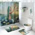 4Pcs Set Mermaid Print Shower Curtain with Non Slip Rugs Toilet Lid Cover Bath Mat 3  As shown