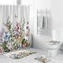 4Pcs Set Shower Curtain 180 180cm Non Slip Rug Toilet Lid Cover Bath Mat for Bathroom yul 2166