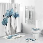 4Pcs/Set Shower Curtain 180*180cm Non-Slip Rug Toilet Lid Cover Bath Mat for Bathroom yul-2166