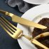 4Pcs Set Stainless Steel Cutlery Set Cutter Fork Spoon Western Style Food Tableware Rose gold