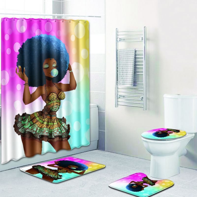 Shower Curtain, Toilet Pad, Cover, Bath Mat