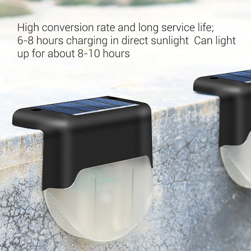 4Pcs Solar Lamp LED Waterproof Outdoor Light for Waterproof Landscape Step Stair Deck Yard Balcony Fence Black warm light
