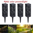 4Pcs Solar Powered Hollow Lawn Lamps for Garden Lighting Decor warm light
