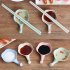 4Pcs Wheat Straw Sauce Dipping Bowls Seasoning Dish with Chopsticks Holder Handle 4 piece set