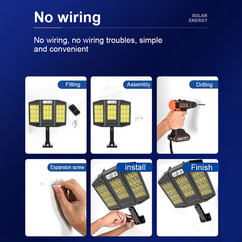 Solar Led Street Light 3 Modes Outdoor Folding Adjustable Motion Sensor Remote Control Garden Light V97-264