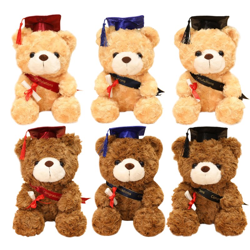 Cute Doctor Cap Bear Doll Graduation Bear Plush Doll Stuffed Plush Toys For Birthday Graduate Gifts For Student Kids black hat A 23cm