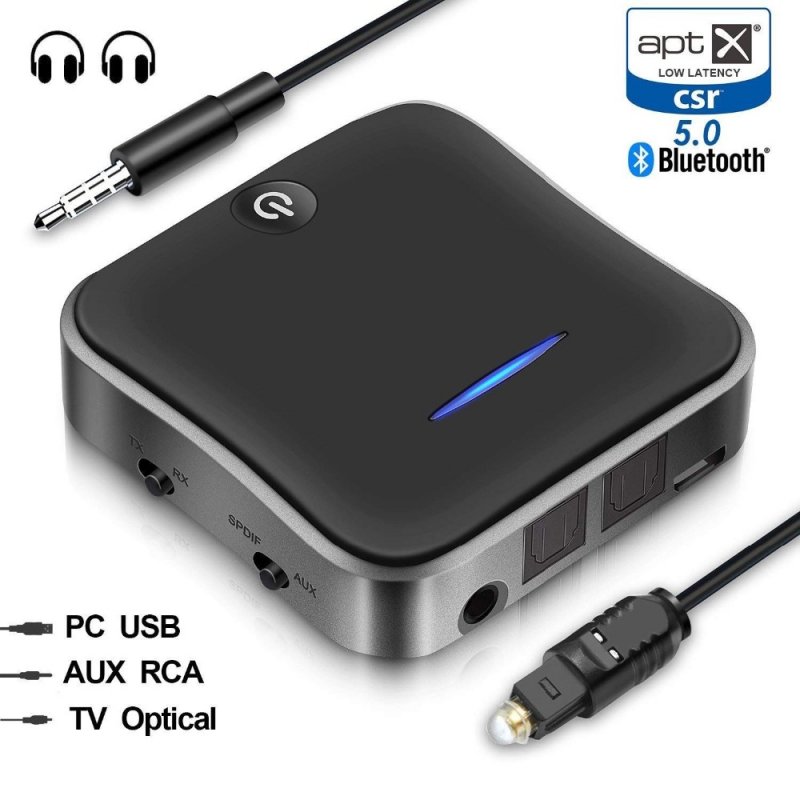 Bluetooth 5.0 Audio Transmitter Receiver CSR8675 Aptx HD Adapter Optical Toslink/3.5mm AUX/SPDIF for Car TV Headphones  