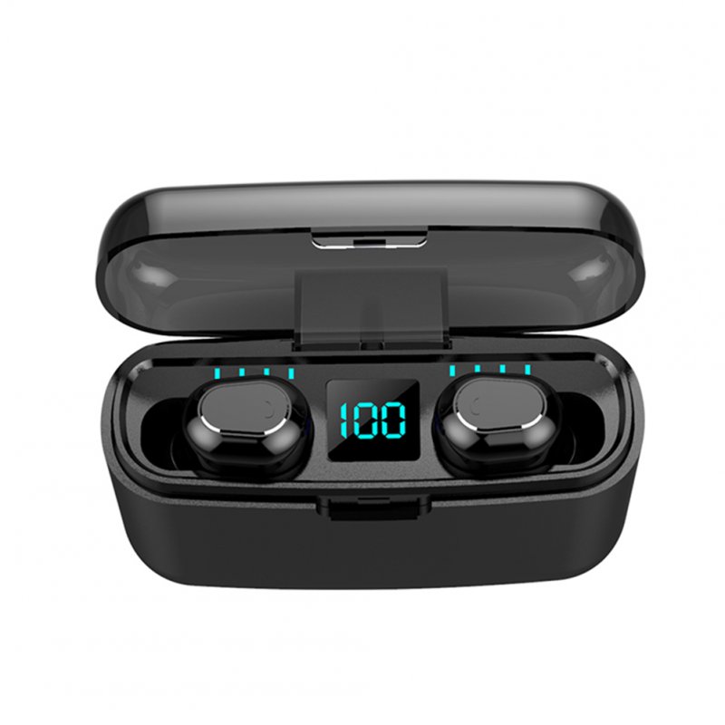 M8W TWS Earphones Portable Digital Display HD Call Earpiece Wireless Bluetooth 5.0 In-Ear Sports Headset Support for iOS/Android Phones 