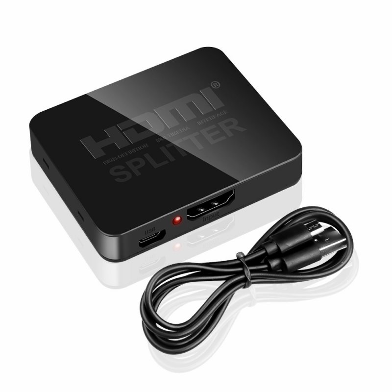 4k Mini Hdmi-compatible Splitter Full Hd 1080p Video Hdmi-compatible Switcher 1 In 2 Out Amplifier Dual Display black