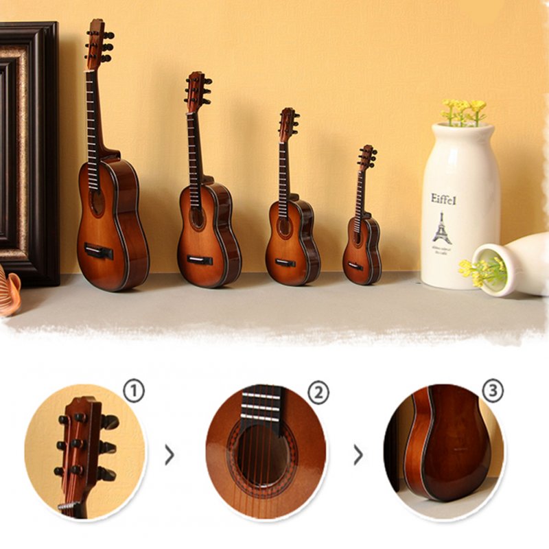 Mini Guitar Miniature Model Wooden Mini Musical Instrument Model  L: 20CM_Classical guitar brown