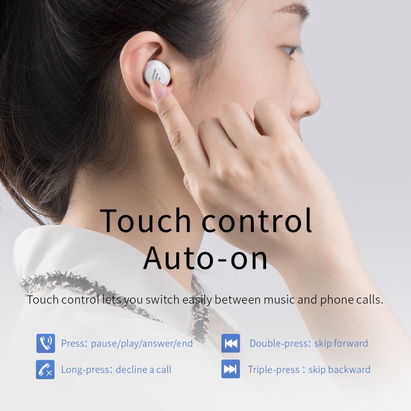 Original EDIFIER TWS1 TWS Earbuds Bluetooth 5.0 AptX Touch Control IPX5 Ergonomic Wireless Earphones 
