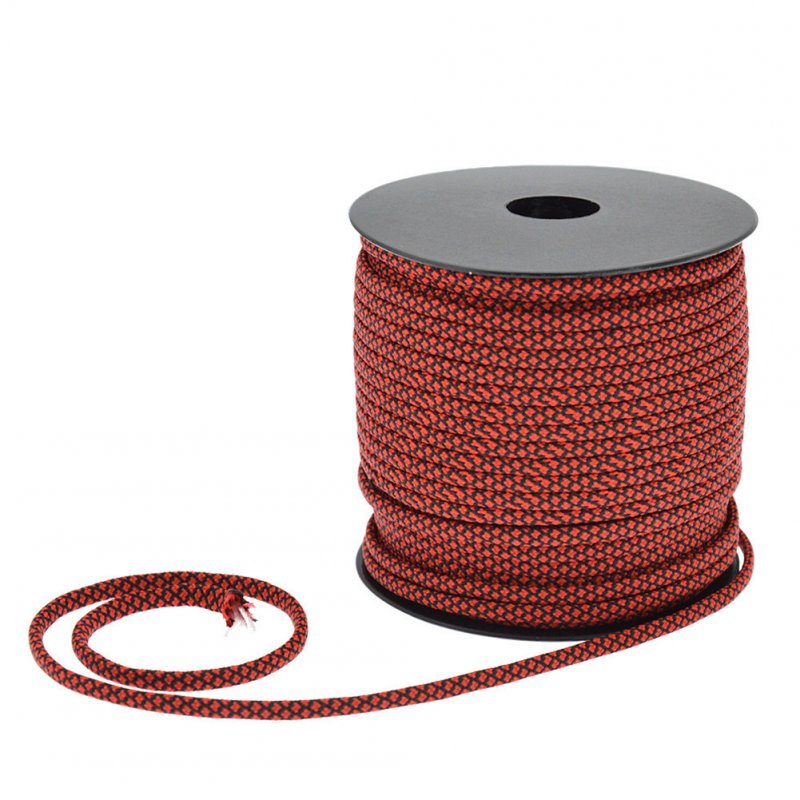 4mm 50 Meters Umbrella Rope 7 Strands Multi-function Rope Outdoor Camping Tent Traction Braided Rescue Binding Climbing Rope Red black