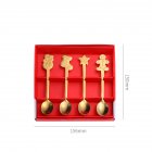 4pcs Christmas Spoon Set Creative Stainless Steel Coffee Dessert Spoon Set for Christmas Gold
