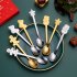 4pcs Christmas Spoon Set Creative Stainless Steel Coffee Dessert Spoon Set for Christmas Gold