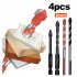 4pcs Cross Hex Tile Drill Bits Lengthened Glass Ceramic Twist Bits Punching Drill Bits