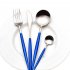 4pcs Cutlery Set Non slip Smooth Edge Comfortable Grip 304 Stainless Steel Knife Fork Set Ideal For Home Restaurant  Blue Gold 