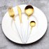 4pcs Cutlery Set Non slip Smooth Edge Comfortable Grip 304 Stainless Steel Knife Fork Set Ideal For Home Restaurant  Blue Gold 